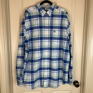 CHAPS The‎ Coastland Wash Oxford Plaid Long Sleeve Button Down Shirt XL